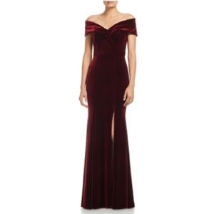 Off the shoulder velvet formal dress